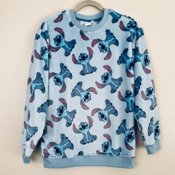 Disney Lilo & Stitch blue plush sweatshirt S - Picture 2 of 11